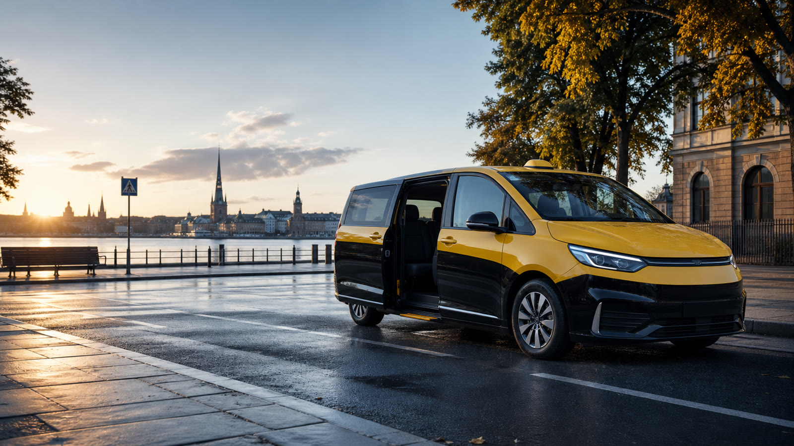 Modern skoltaxi i Stockholm